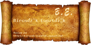 Bircsák Euszták névjegykártya